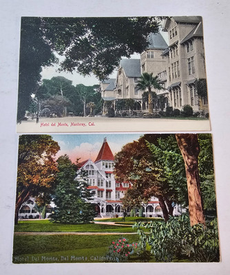 2 Antique Postcard Hotel el Monte, Monterey, California One Posted 1913