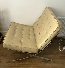 Beige Armless Accent Chair Upholstered Faux Leather Metal Frame 85x75x77cm