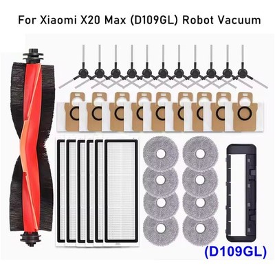 Replacement Kit For Xiaomi Robot Vacuum X20 Max Roller Brushes Filter Mop Cloth