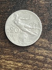 1910 Italy 20 Twenty Centesimi  Flying Nude  Beautiful Actual Coin TC1882*