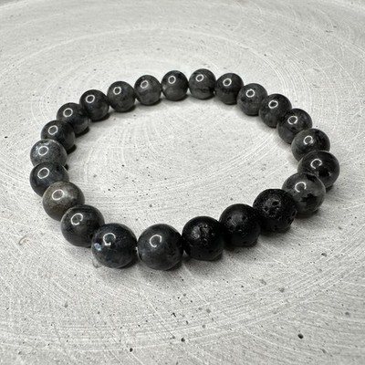 Armband  Schmuck Geschenkidee Schwarz Lavastein Grau Stein