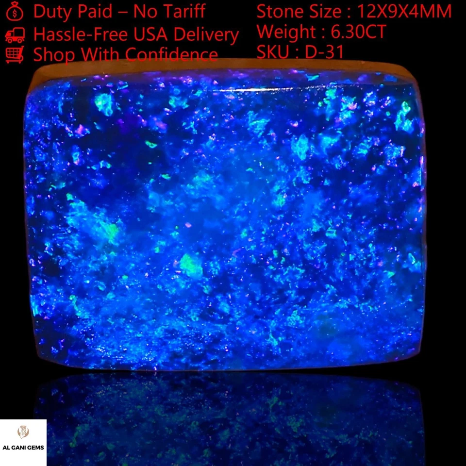 Cabujón cuadrado de diseñador de piedras preciosas de ópalo doblete creado en laboratorio de 6,30 quilates 12x9x4 mm Foto 3 de 4