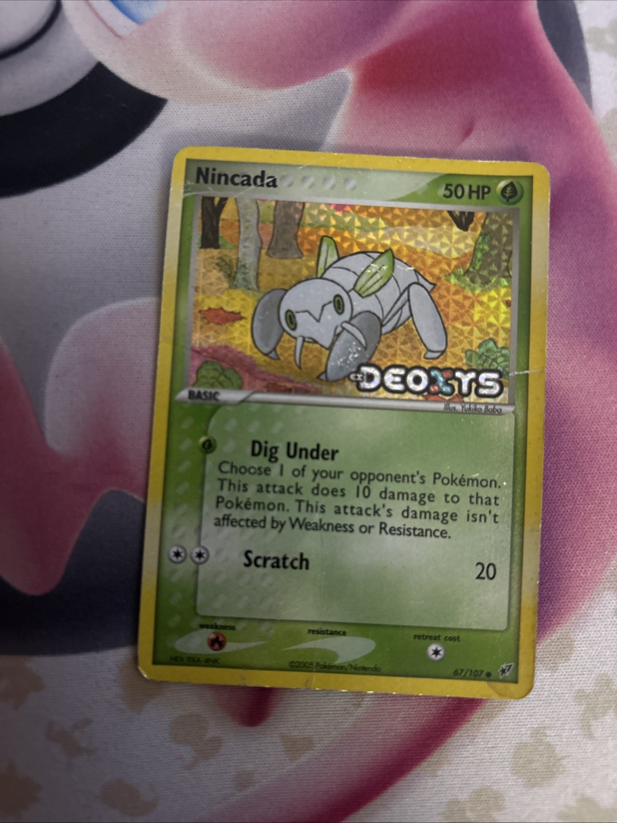 Pokemon Nincada Deoxys Stamp Card 67/107 Reverse Holo LP+ 