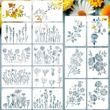16 Pieces Wildflower Stencils Reusable Small Spring DIY Small Drawing Template