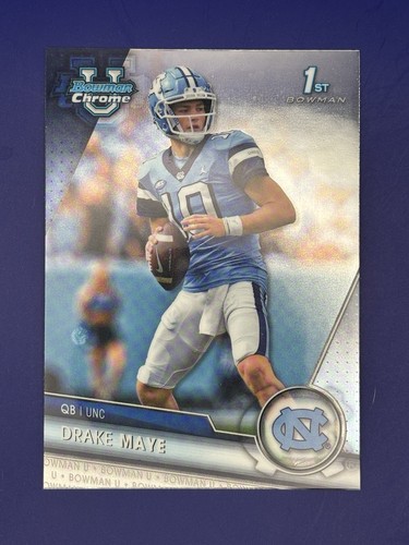 2023 Bowman University Chrome - Drake Maye #200 (RC) Rookie Gem Mint - Picture 2 of 3