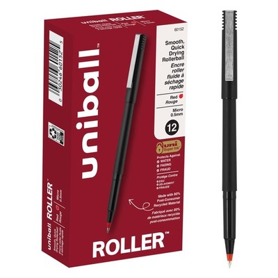 Red Roller Ball Pens, 0.5 mm Micro Tip, Pack of 12 for Smooth Writing