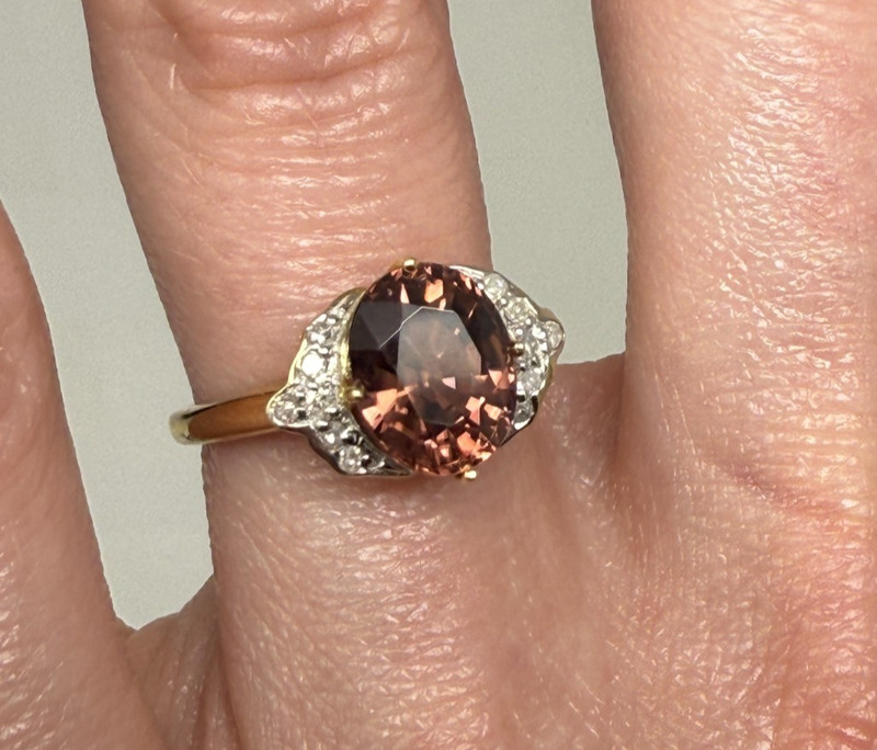 2.6 ctw Rose Zircon & Diamond 14k Gold Ring