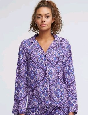 Vera Bradley Flute Flannel PJ Top Regal Rosette Medium Long Sleeve New&Sealed$62