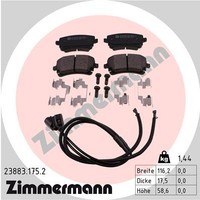 Hinterachse Zimmermann 23883.175.2 Bremsbelagsatz, Scheibenbremse FüR Vw