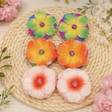 Colorful Flower Hair Snap Clips/Barrettes 3 Unique Handmade Sets Girls/Women