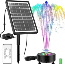 Colourful LED Solar Fountain for Outdoor Use w/ Battery Solar Fountain Remote