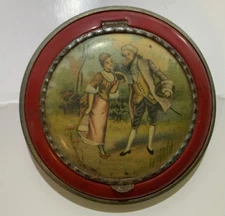 Vintage Red Enamel Powder Compact Victorian Romatic  