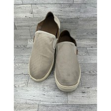 OluKai Pehuea Women's Slip On Sneakers Mesh Tan Leather Size US W10 EUR 40