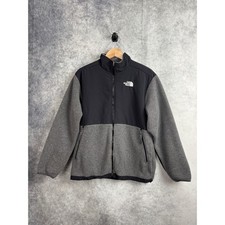 The North Face Boys Youth Denali Polartec Gray Black Full Zip Up Jacket Size XL