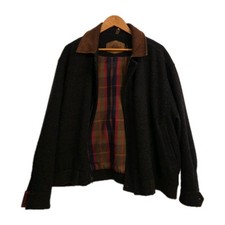 Vtg XL Woolrich Mens Charcoal Wool Plaid Lined Bomber Jacket 100