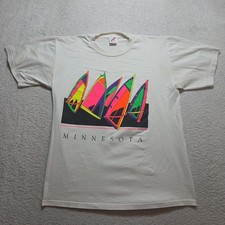 Vintage 80s Minnesota T Shirt Mens Size XL Windsailng Retro Color Wave USA Made