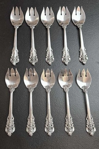 Wallace Grande Baroque Sterling Silver 10 Ice Cream Forks Lot A [Price Decrease]