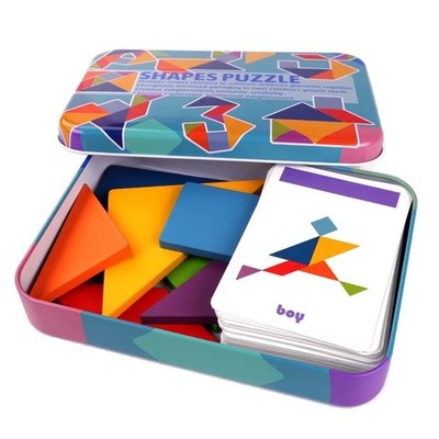 Holz Tangram Puzzle Montessori Lernspielzeug pädagogische Kinder Blöcke