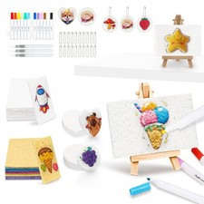 Scricor 96 Pcs Magic Puffy Paint,3D Foam Texture Painting Kit 40 Keychains,3D
