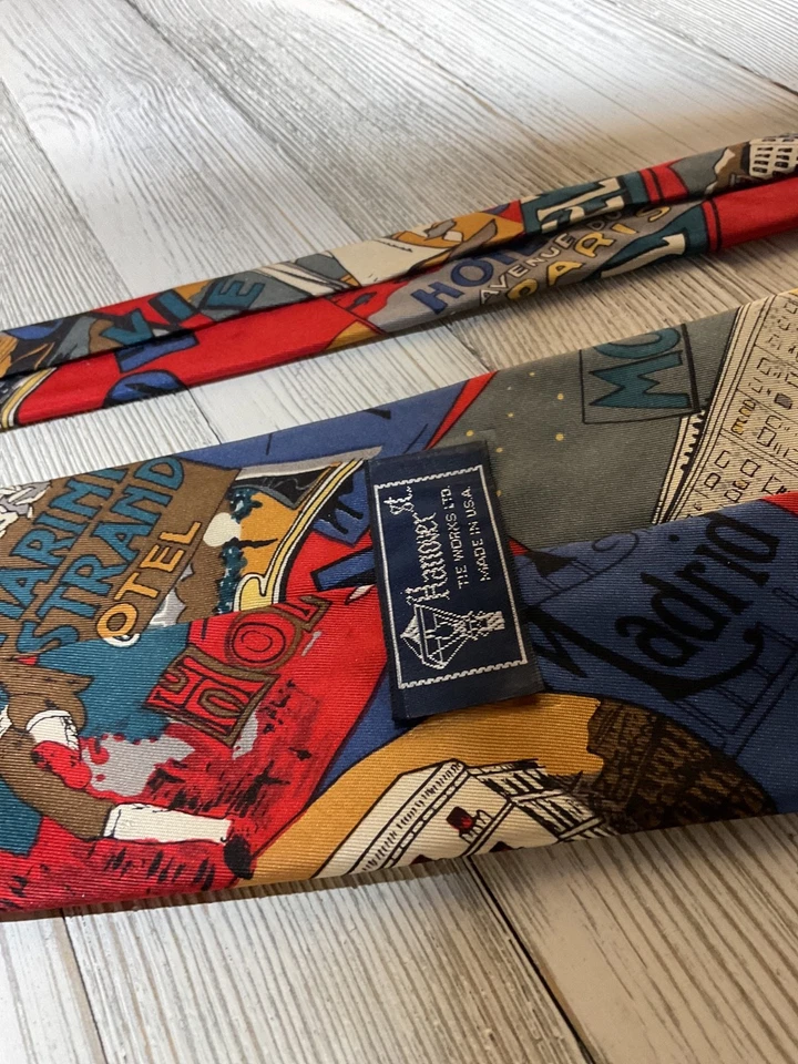 De colección Usado en Excelente Condición Hanover St. Corbata Tie Works Ltd. 100 % seda EE. UU. Foto 2 de 4