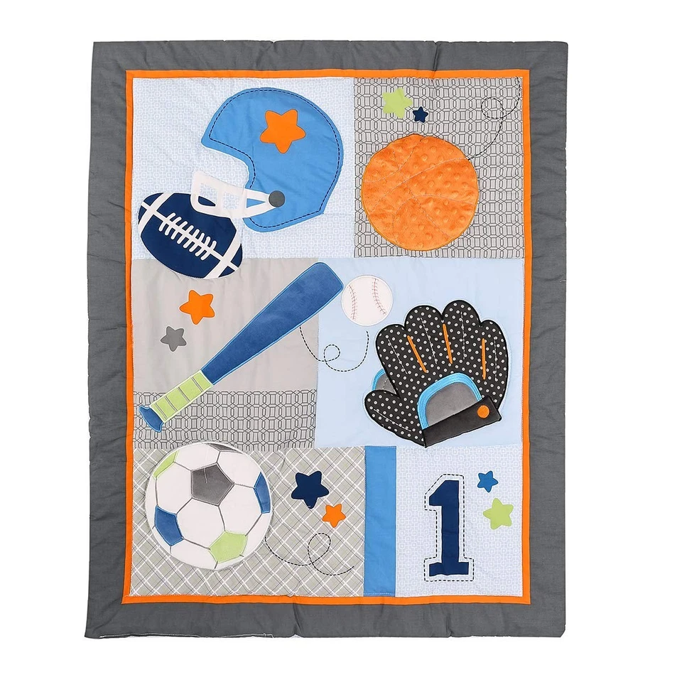 Sport Baby Crib Bedding Sets - No.1 Champ Ball Theme Boys Nursery Set | 3-Pie... - Image 2 of 4