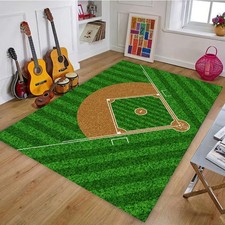 Baseball Rug for Bedroom 3'x5' Non Slip Sports Rug for Living Room Baseball R...
