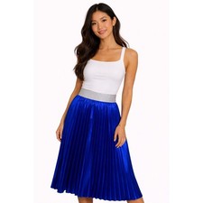 NWT Electric Blue Elegant Jill LuLaRoe Metallic Accordion Pleated Skirt size M