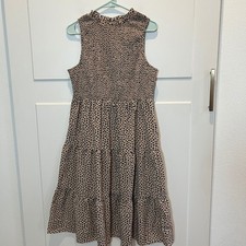 Shein Curve Dress Womens 1X Sleeveless Tiered Smocked Animal Print Casual
