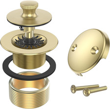 Brushed Gold Bathtub Drain Bath Tub Trim Set Conversion Kit Assembly, All Brass