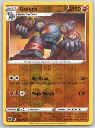 Golurk 083/172 Rare Brilliant Stars Pokemon Reverse Holo Lightly Played