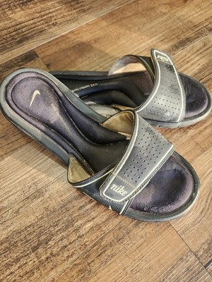 Nike Womens Comfort Footbed Slide Sandals Size 9 Us Black White Flip Flops