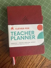 NEW Clever Fox Undated Teacher Planner School Calendar Lesson Plans Red/Burgundy