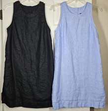 J. Crew 100% Linen Maxine Button-Back Shift Dress S Sleeveless Lot Of 2 Boho
