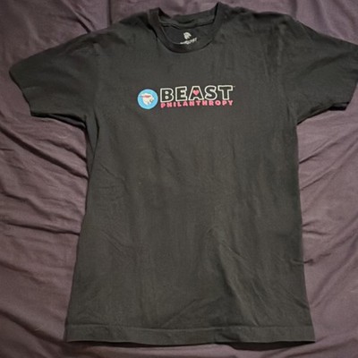 MrBeast Beast Philanthropy Men's Black Cotton Graphic Print T-Shirt Size S