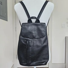 Giudi Black Genuine Italian Leather Backpack Compact Top-Handle Leather Italy