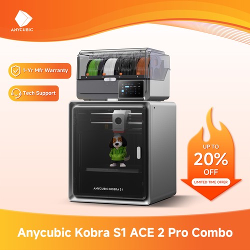 NEW ANYCUBIC Kobra S1 Ace 2 Pro Combo Multicolor 3D Printer Max 600mm/s Printing