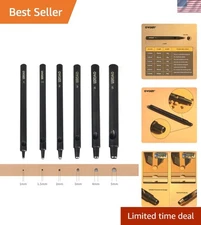 Durable 6 Size Leather Hollow Punch Kit - 1.0-5.0mm, Black Steel, Included Mat