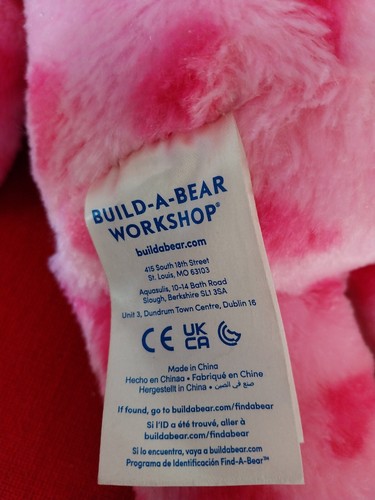 Build A Bear Plush Pink Teddy Love Hearts 42cm Soft Cuddle Toy BAB Workshop - Picture 5 of 5
