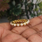Fresh Water Pearl Eternity Ring 18k Gold Plated Engagement Unique Ring Jewelry