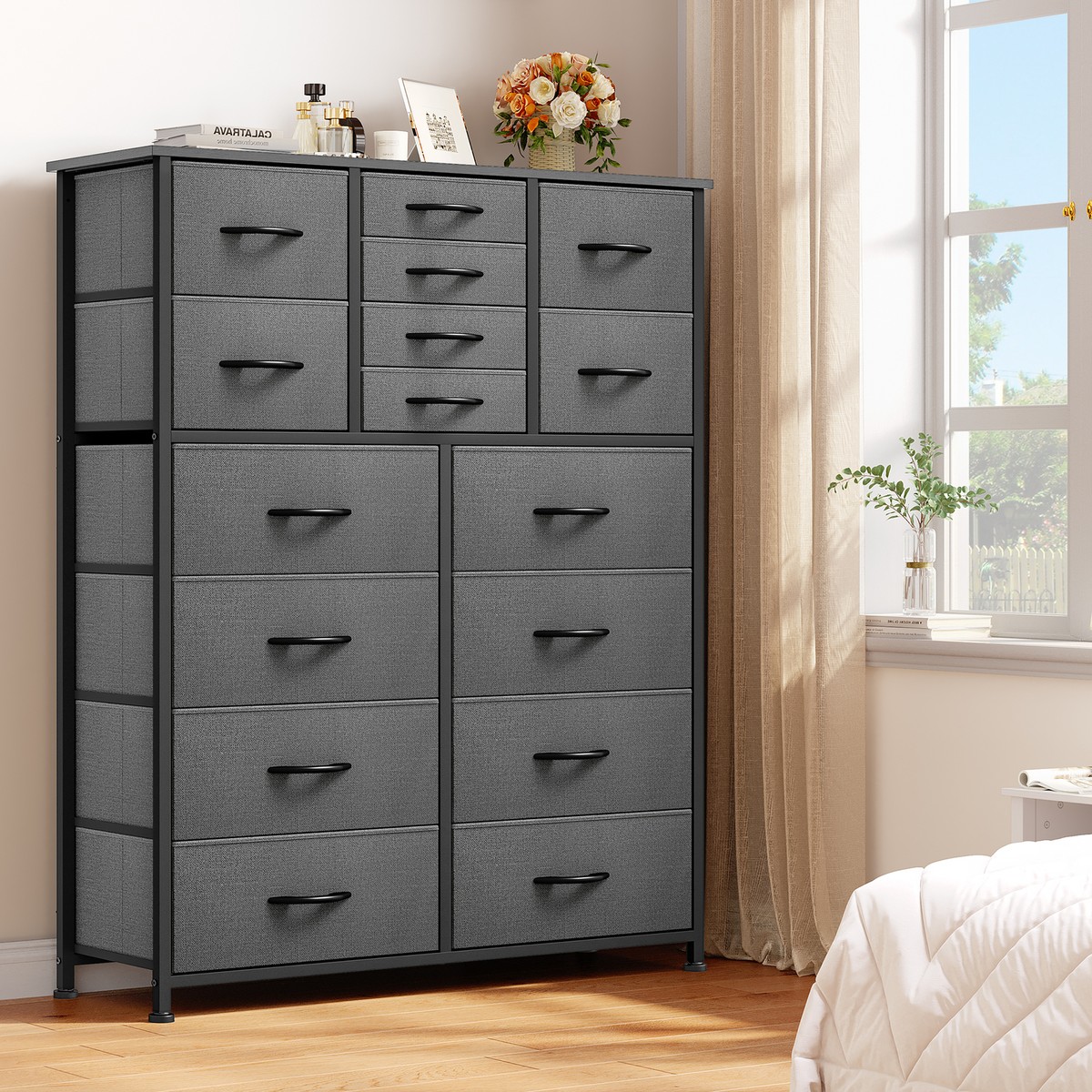 DWVO 5 Drawer Dresser, Bedroom Storage Tower, Fabric Organizer, Sturdy-139754