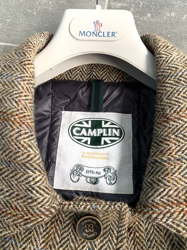 Men's CAMPLIN x HARRIS TWEED Tweed Hunting Shooting Jacket Trench Coat EU 52 L - Picture 12 of 24