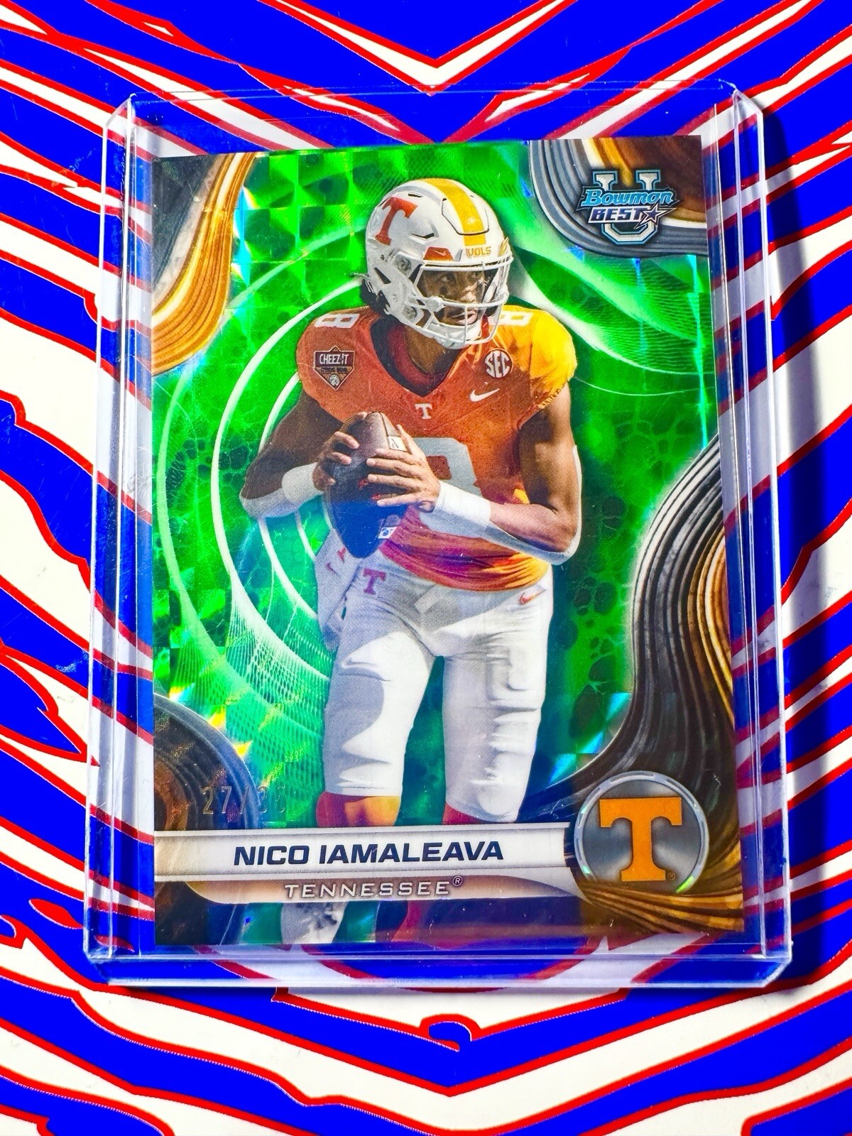 2024 Bowman Best U Nico Iamaleava Lime Green Geometric Refractor /35 Tennessee
