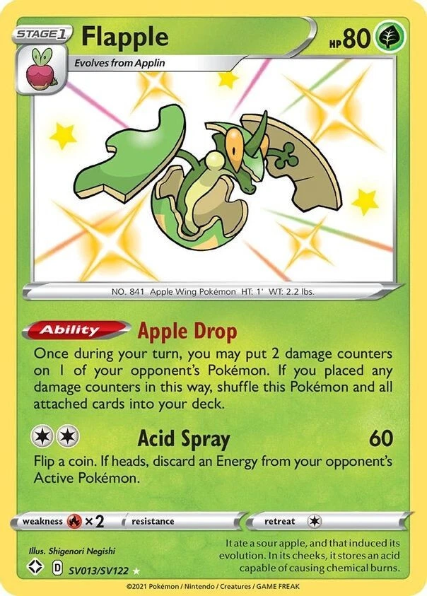 Flapple - SV013/SV122 - Pokemon Shining Fates Sword Shield Shiny Rare Card NM