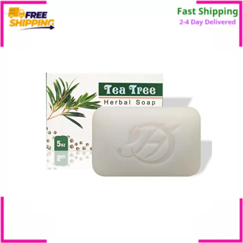 Herboganic Tea Tree Oil Herbal Bar Soap with Essential Oils, Exfoliates Gently