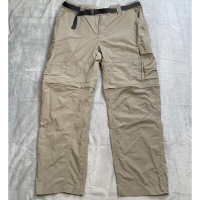 Columbia Pants 40x30 Mens Silver Ridge Convertible 100% Nylon Belted Tan