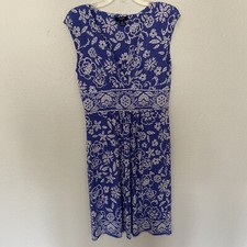 Chaps Womens Medium Dress A-Line Empire Waist Abstract Sleeveless Stretch V-Neck