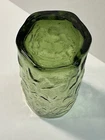 Vintage Anchor Hocking LIDO MILANO Avocado Green Crinkle Glass Tumbler HEXAGON