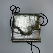 Vintage Jasmin Genuine Snakeskin Leather Metallic Gold Crossbody Bag