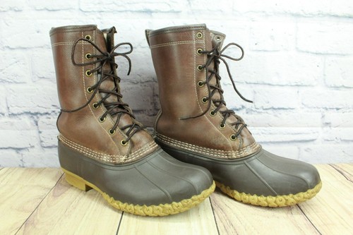 LL Bean Women's Brown Leather Shearling Lined Insulated Duck Boots Size 10 Wide - Picture 3 of 11