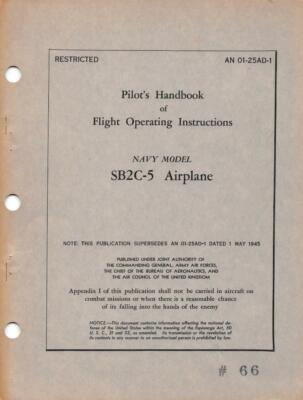 JULY-1945 CURTISS SB2C-5 HELLDIVER PILOT'S FLIGHT MANUAL AIRCRAFT HANDBOOK-CD